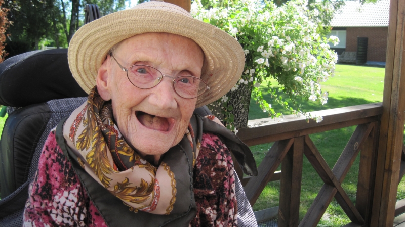 Gunhild "Gullan" Rylander blev 105 år. FOTO: PRIVAT||